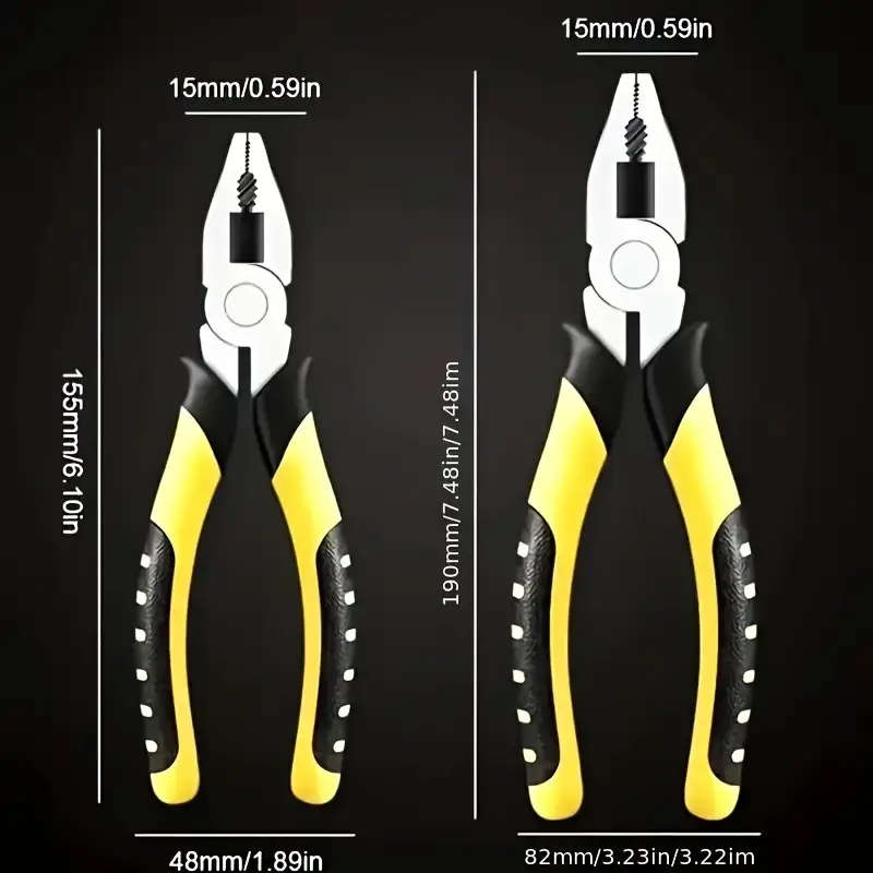3pcs Titanium Steel Pliers Set Anti-Slip Rust-Resistant with Wire Cutter Diagonal Stripping Tools