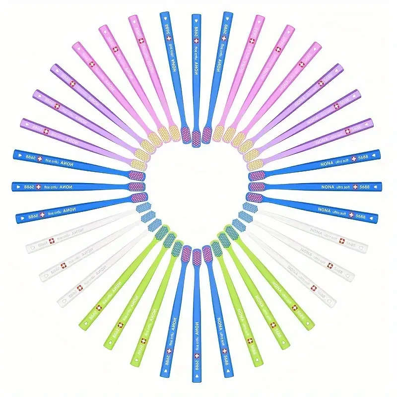 3pcs Nova Ultra-Soft Microfiber Toothbrushes Swiss-Style High-Density Manual Toothbrushes Gentle Cle
