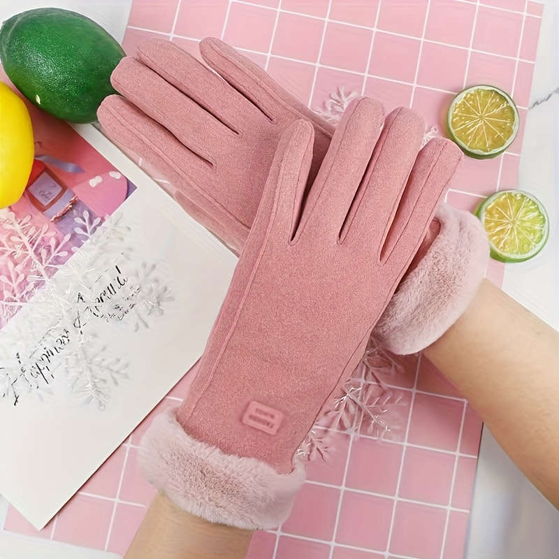 1 Pair Beige Color Touchscreen Cycling Gloves