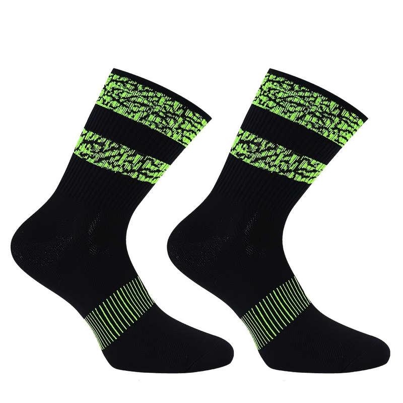 1 Pair Leopard Print Black Green One Size Socks