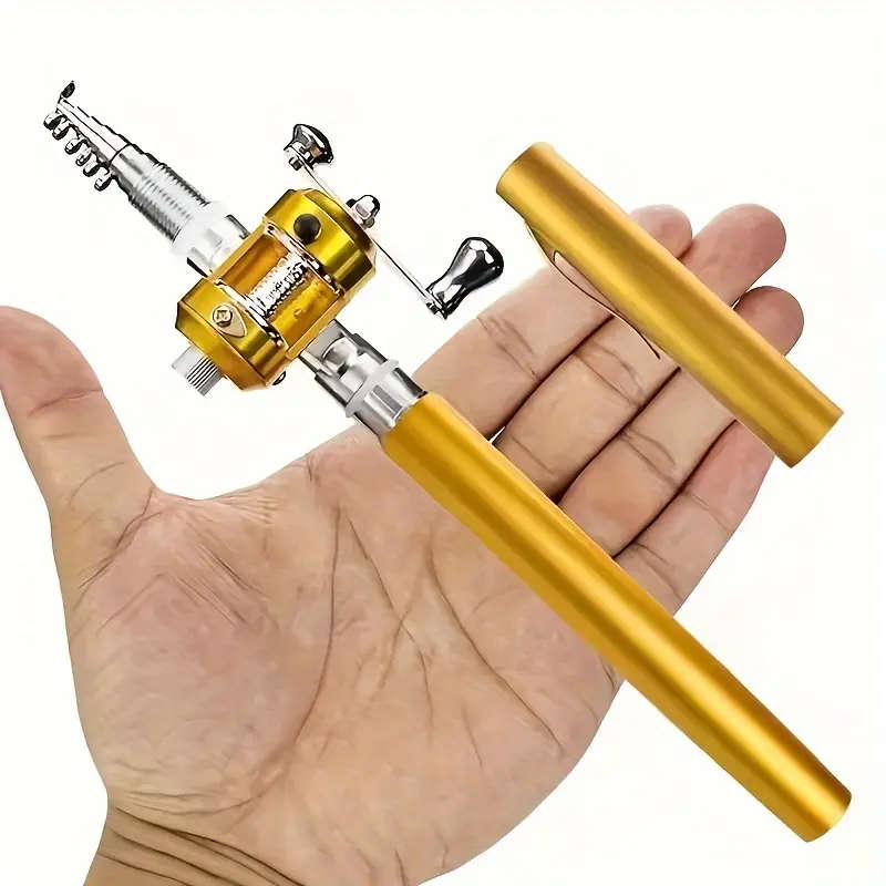 1pc Portable Mini Pocket Fishing Rod with Reel Ultra-Light Aluminum Alloy 99.97cm Extendable Foldabl