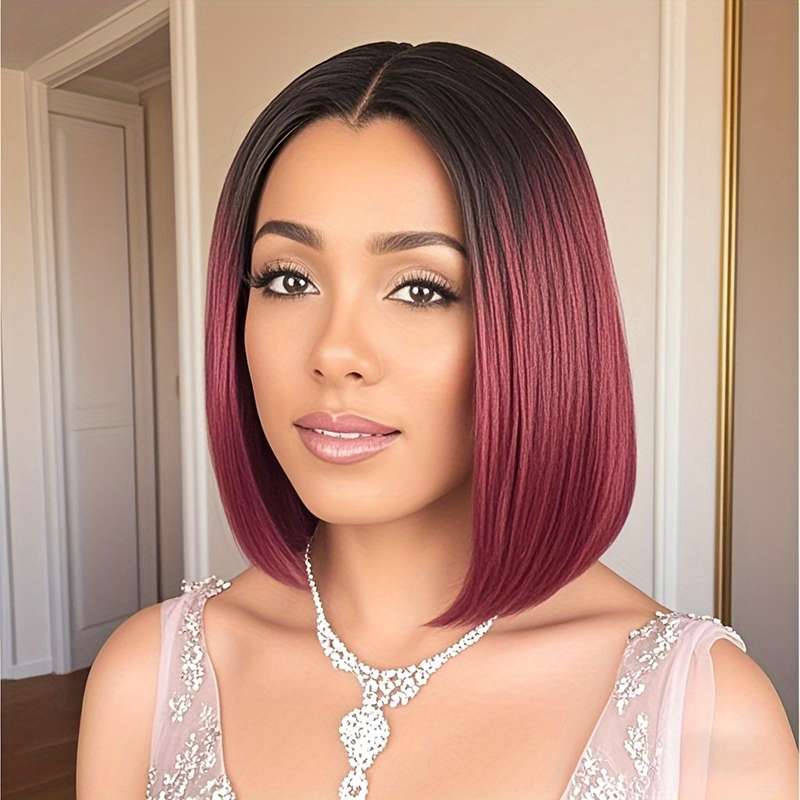 1Pc Burgundy 30.48cm Fashion Design Wig