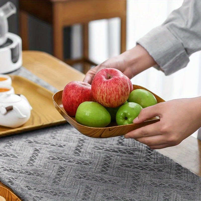 4pcs Creative Imitation Wood Plastic Snack Plate Vinegar Dish Restaurant Sushi Breakfast Dried
