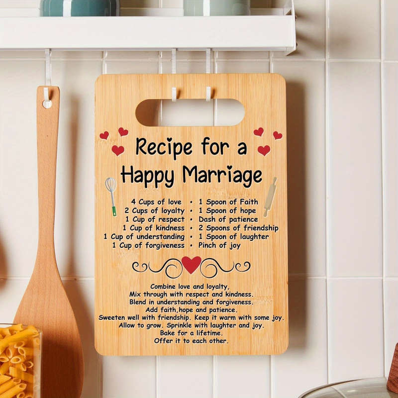 1pc Happy Marriage Engraved Bamboo Cutting Board Perfect Wedding Bridal Shower Gift for Couples