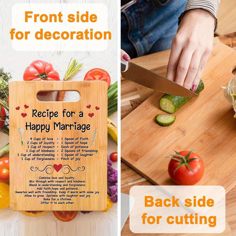 1pc Happy Marriage Engraved Bamboo Cutting Board Perfect Wedding Bridal Shower Gift for Couples