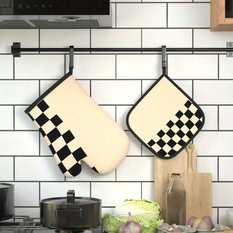 2pcs 26.92x17.02cm Heat Resistant Oven Mitts And Potholders