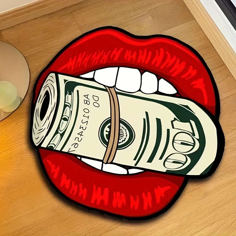 1Pc Red Lips Dollar Floor Mat