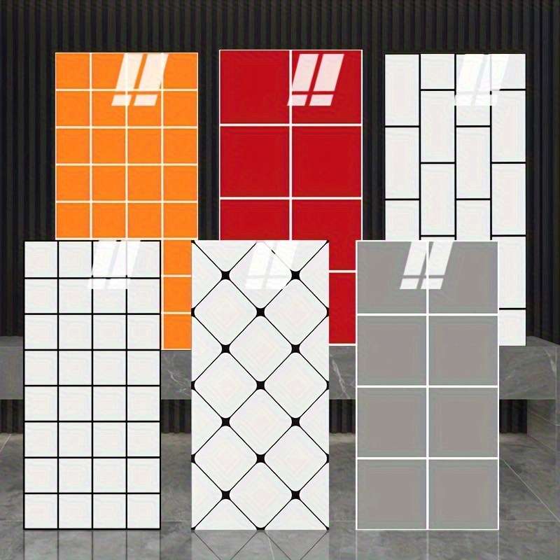 1PC Wall StickersGlossy Red 8 Grids30cmX60cm