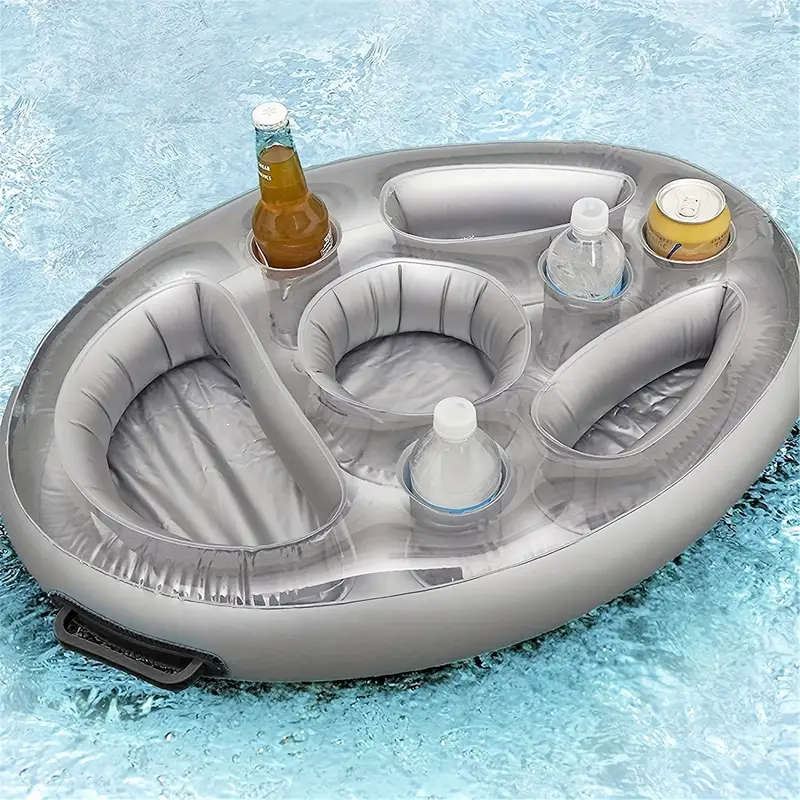 1pc Inflatable Floating Drink Holder Pool Party Drink Float with 8 holes Hot Tub Accessories for Adu