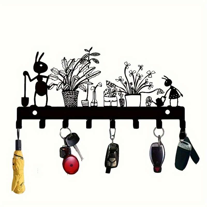 1pc Metal Wall Decor Small Animals Plants and Ants Keychain Keychain Wall Hanging with 8 Key Hooks