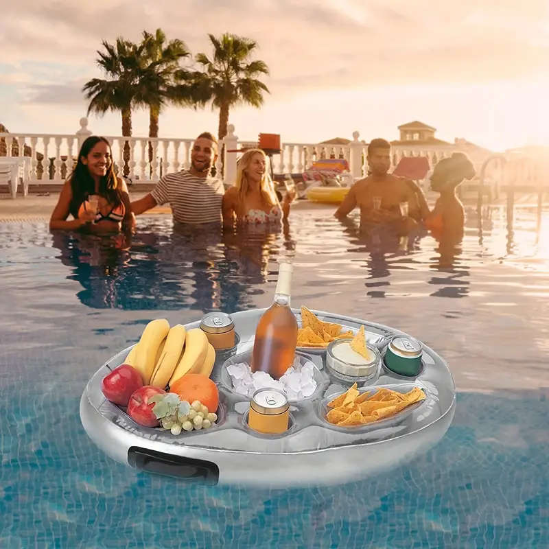 1pc Inflatable Floating Drink Holder Pool Party Drink Float with 8 holes Hot Tub Accessories for Adu