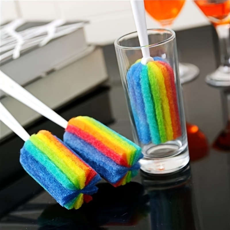1pc Durable Long Handle Multicolor Kitchen Cup Brush with Hanging Hole Hard Bristle Milk Bott