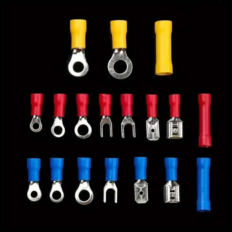 102pcs Electrical Crimp Connectors Set Assorted Insulated Wire Terminals Flat Spade And Ring Crimpin