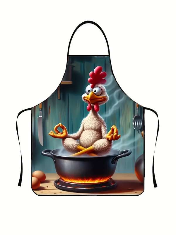 1pc Cartoon Chicken Apron for Men Women 100% Polyester Non-Stretch Woven Fabric Regular Fi