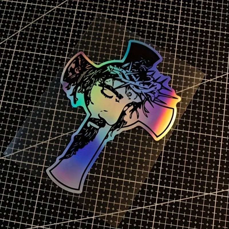 1pc Laser Jesus Christian Themed Stickers