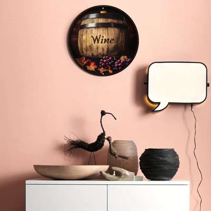 1pc 2D Round Aluminum Sign Featuring a Barrel Theme Perfect for Home Decor As a Hanging Ornament Sui