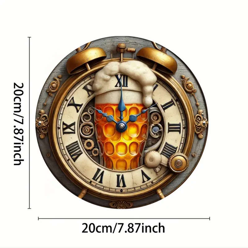 1pc Vintage Beer Time Wall Decor Decorative Iron Wall Plate 19.81X19.81cm for Home Garden Bar Cafe O
