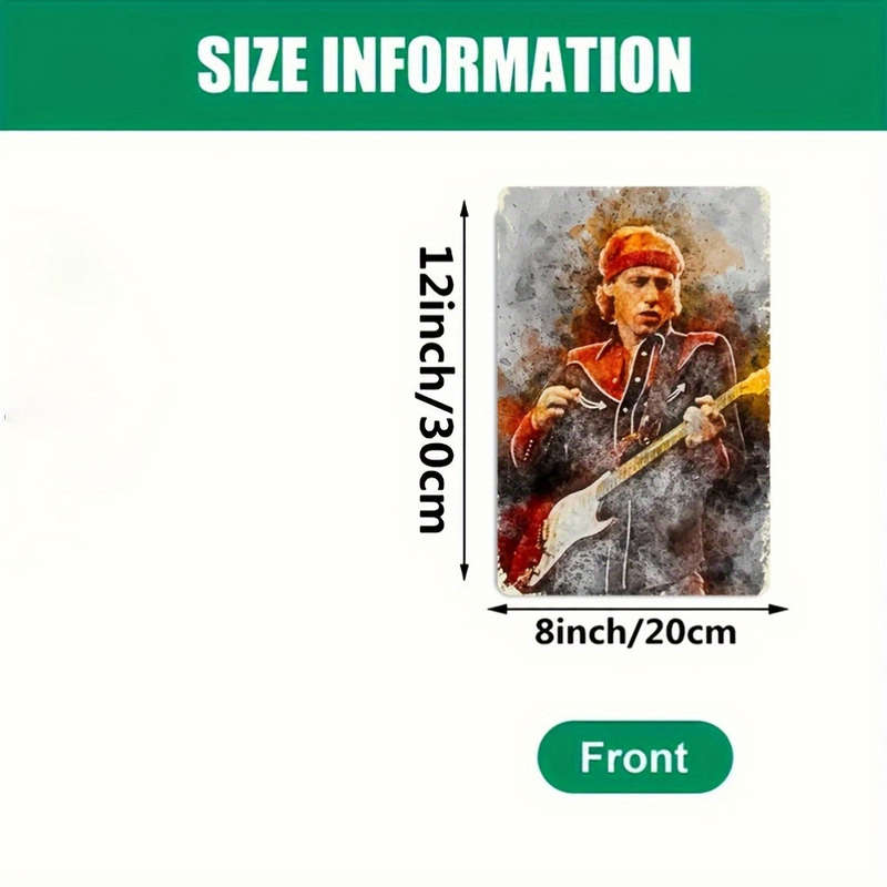 1pc  Rock Guitarist Metal Foil Engraved Sign Wall Art Decor for Home Bar Cafe Garage Weath