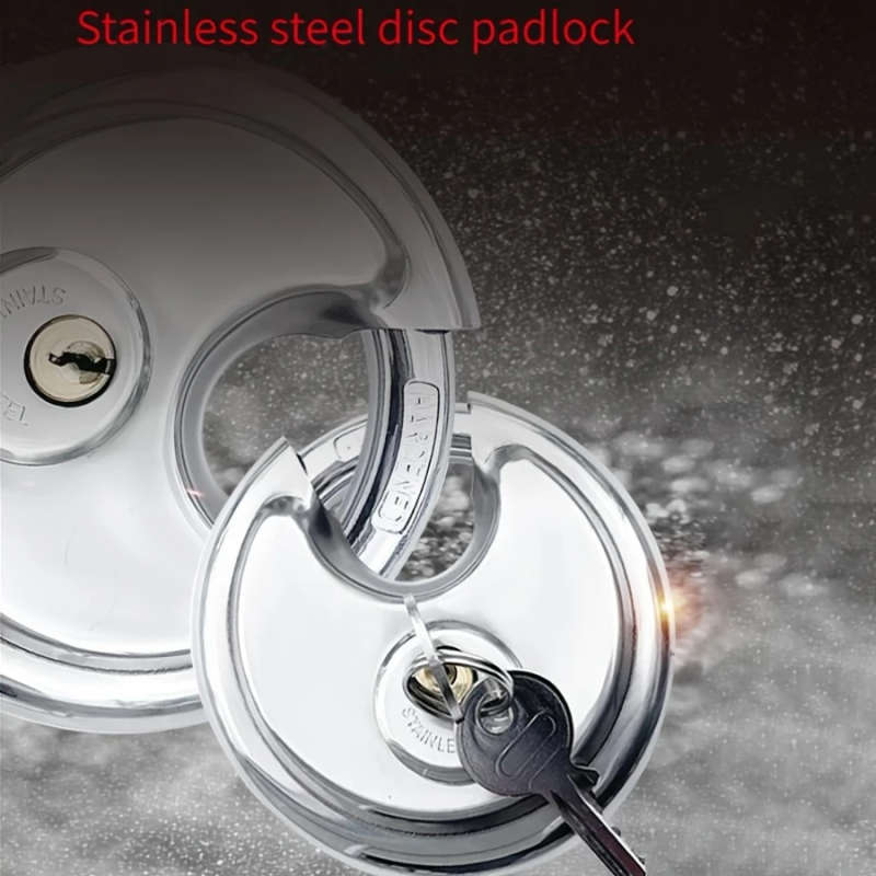 1pc Round Stainless Steel Padlock Anti-smashing Anti-prying Anti-theft Compartment Warehouse Door Lo