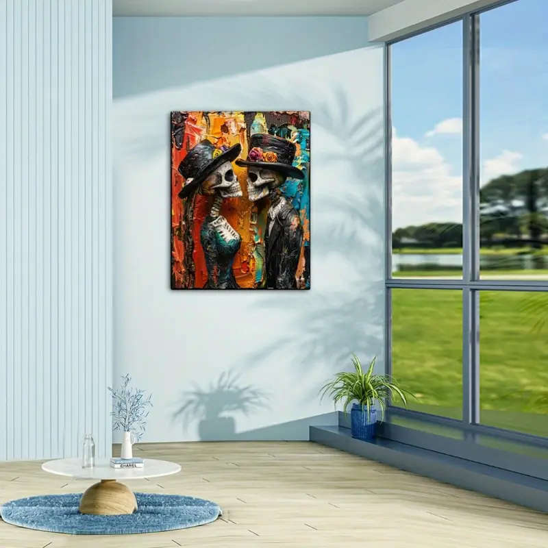 1pc Skeleton Couple DIY Painting Kit Skeleton Couple Abstract Painting Kit 40.64x50.8cm DIY Acrylic