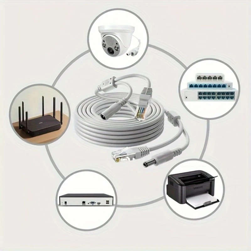 1pc 20M Surveillance Camera Extension Cable 8-Pin PCIe Connector Female to Male Power+Data for Secur
