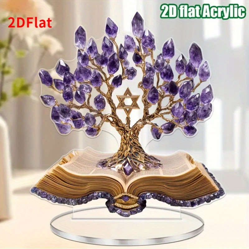 1pc 2D Flat  Acrylic Life Tree Plaque with Star of David Bohemian Spiritual Decoration Perfect Gi