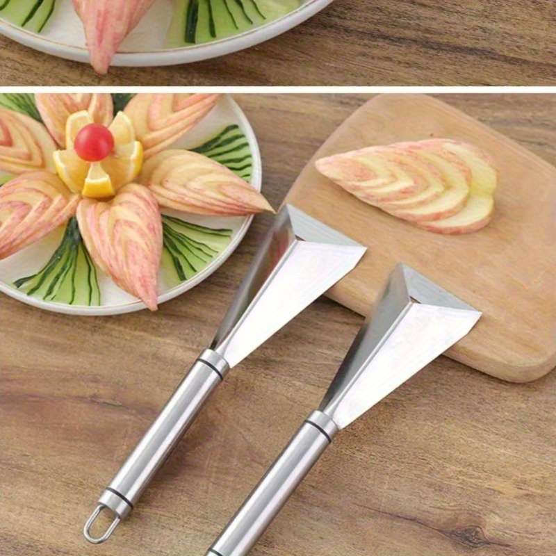 1pc Creative Stainless Steel Fruit Carving Knife Intricate Flower Design Slicing Peeling Tool