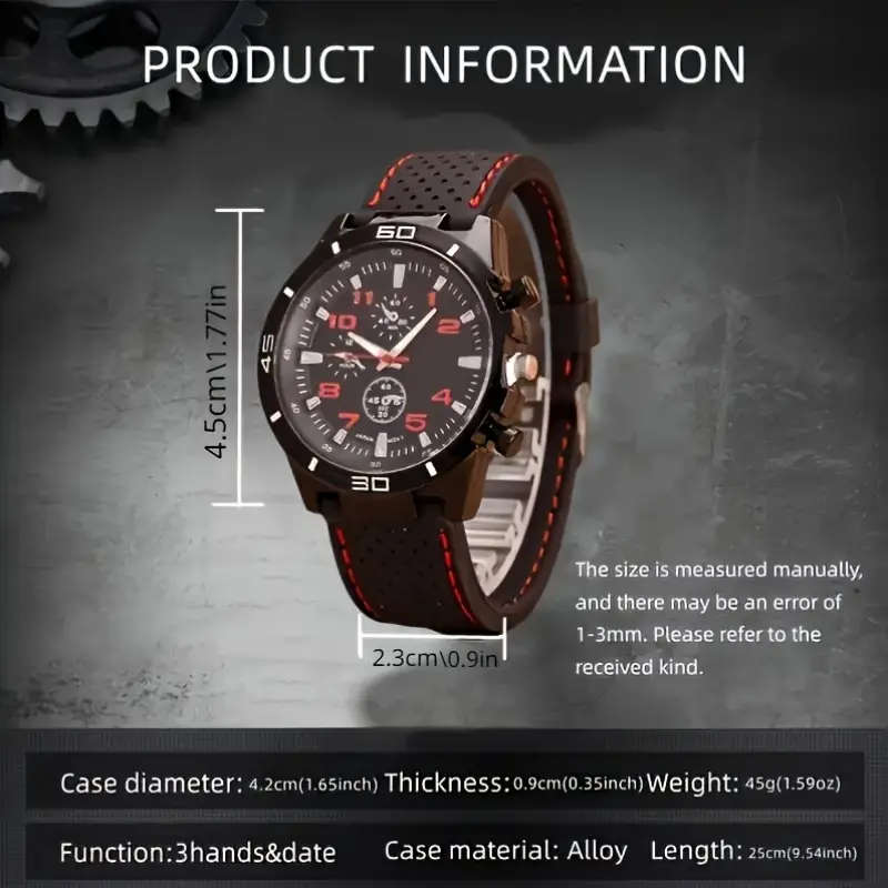 1pc Men'S Sports Quartz Watch - Blue