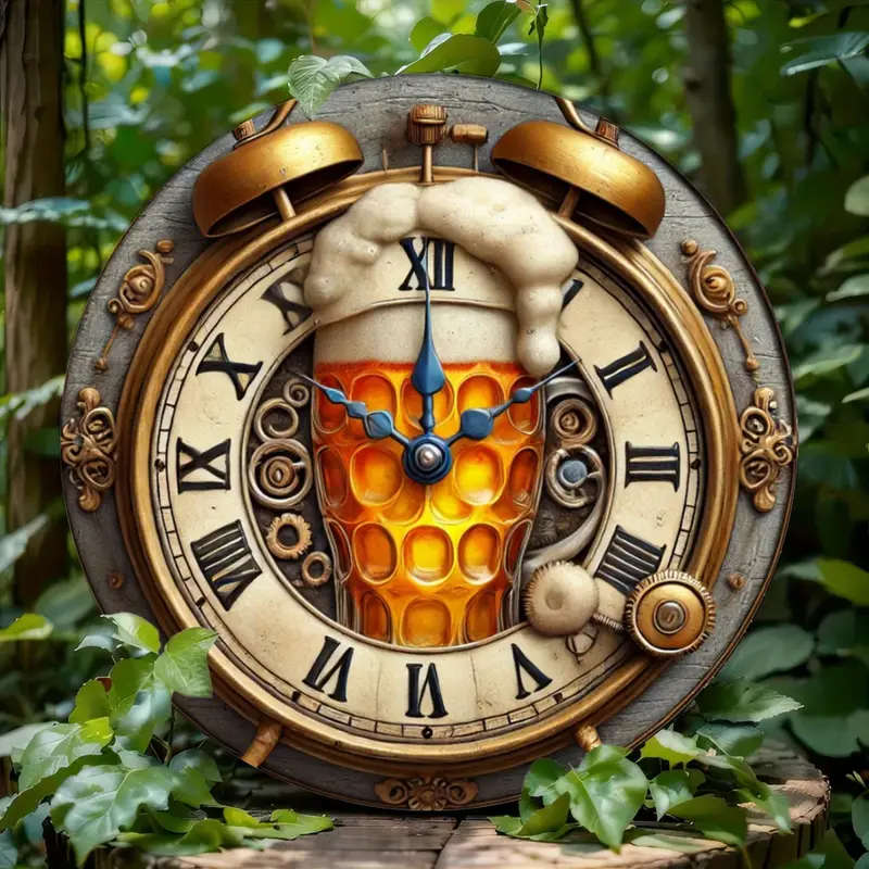 1pc Vintage Beer Time Wall Decor Decorative Iron Wall Plate 19.81X19.81cm for Home Garden Bar Cafe O