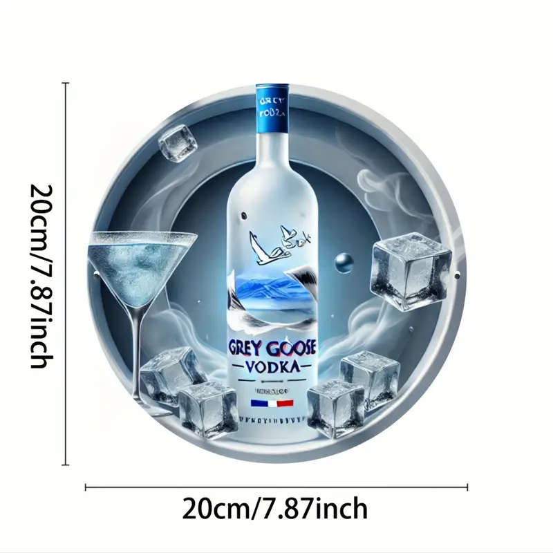 1pc Grey Goose Vodka 3D Aluminum Sign 20x20cm High Definition Print Fine Detail Durable Metal Wall A