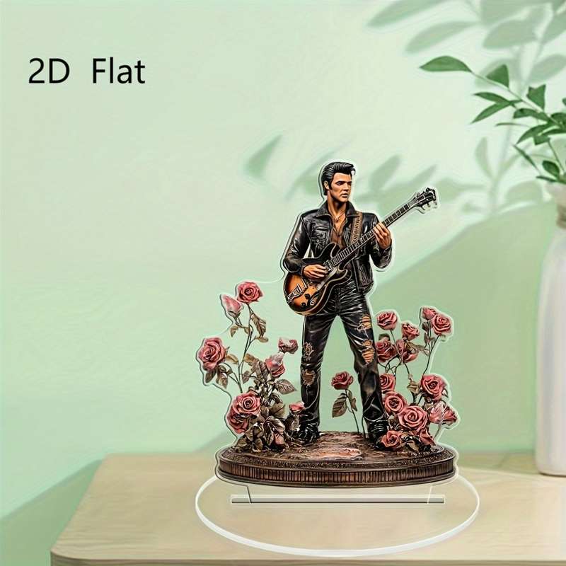 1pc 2D Flat   Classic Guitarist Fantasy  Acrylic Figurine Manufactured Wood Tabletop Display