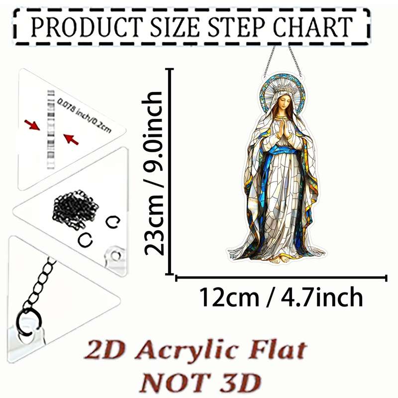 1pc 2D Flat  Virgin Mary SunCatchers  Acrylic Colored 22.86 cmX 18.8cm for Birthday Garden