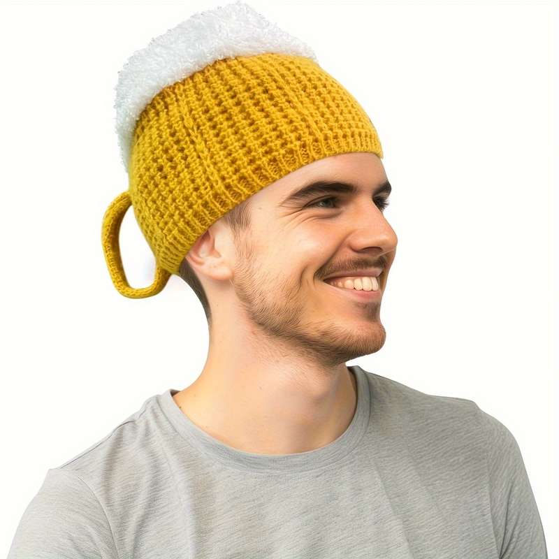 1pc Knitted Fun Hat for Men And Women a Cool Gift for Beer Enthusiasts Perfect for Birthdays Chr
