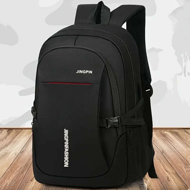 1pc Unisex Casual Nylon Backpack Adjustable Strap Zipper Closure Polyester Lining Tassel Embellishme