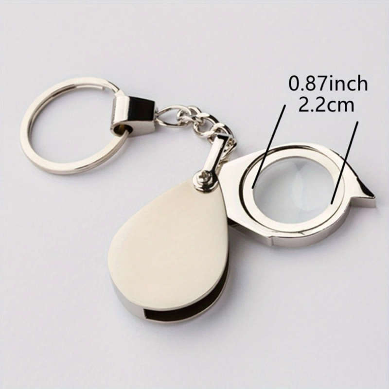 1pc 10X Portable Folding Pocket Magnifier with Metal Jewelry Keychain Iron Material