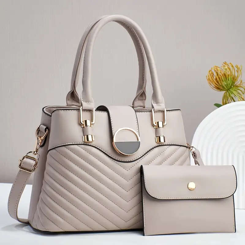 Elegant Faux Leather Tote Bag for Women Anime Theme Stain Resistant Fixed Shoulder Straps Zipper