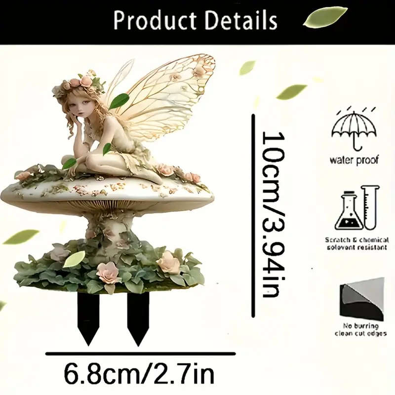 1pc Art Deco Floor-Mounted Acrylic Garden Card Arrangement Romantic Boho Style 2D Flat Non-3D Charmi