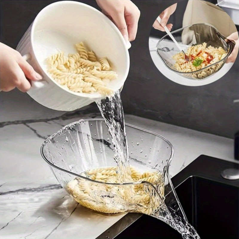 1pc Multifunctional Plastic Colander Set for Kitchen Sink Food Cleaning Salad Prep with Removable