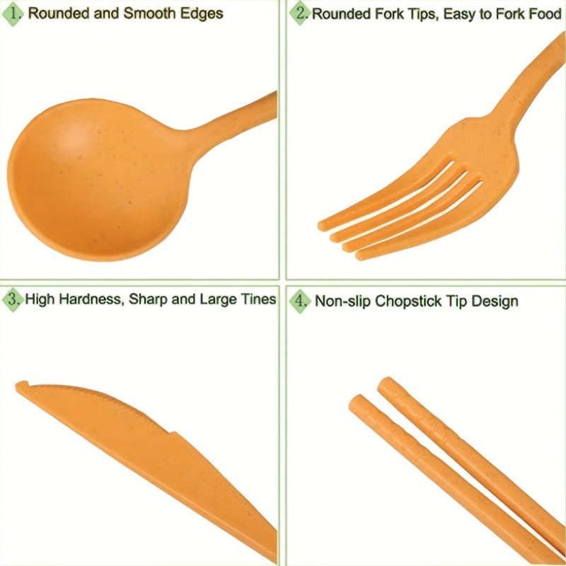 4pcs set Reusable Travel Cutlery Set With Storage Box Portable Tableware With Fork Spoon Kn
