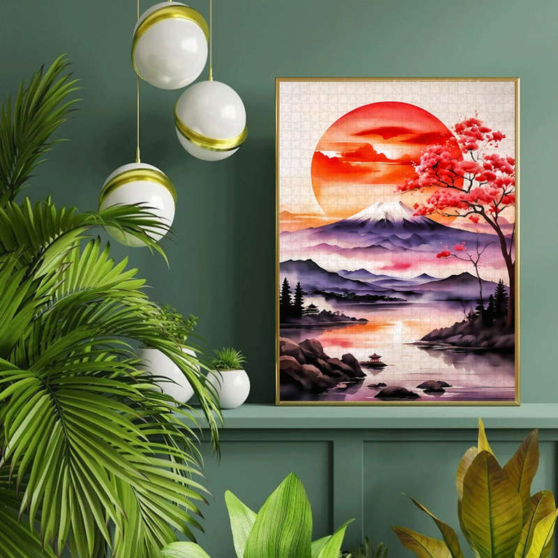 1000pcs Mount Fuji Cherry Blossom Tree Jigsaw Puzzle Large Paper Puzzle for Adult