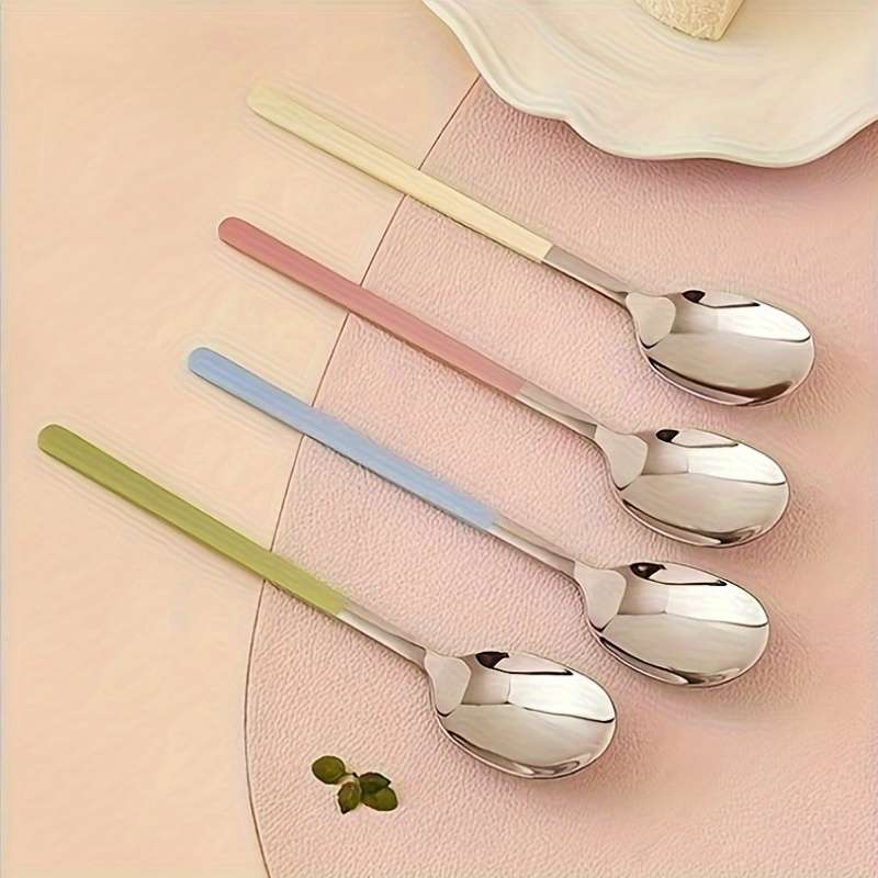 4pcs Set of Stainless Steel Spoons Dessert Spoons Coffee Spoons Mixing Spoons Perfect for H