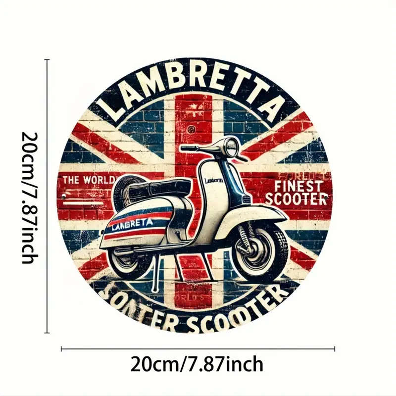 1pc Vintage British Lambretta Scooter Aluminum Plate Sign Classic Motorcycle Art for Outdoor Indoor