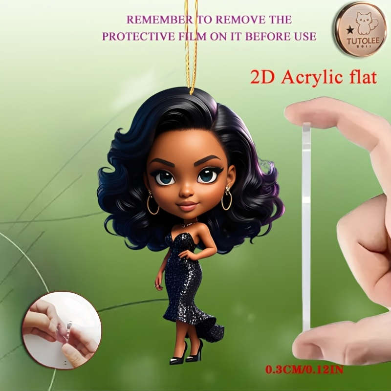 1pc 2D Flat  Acrylic Flat Pendant Classic Beauty Figure for Car Accessories Backpacks