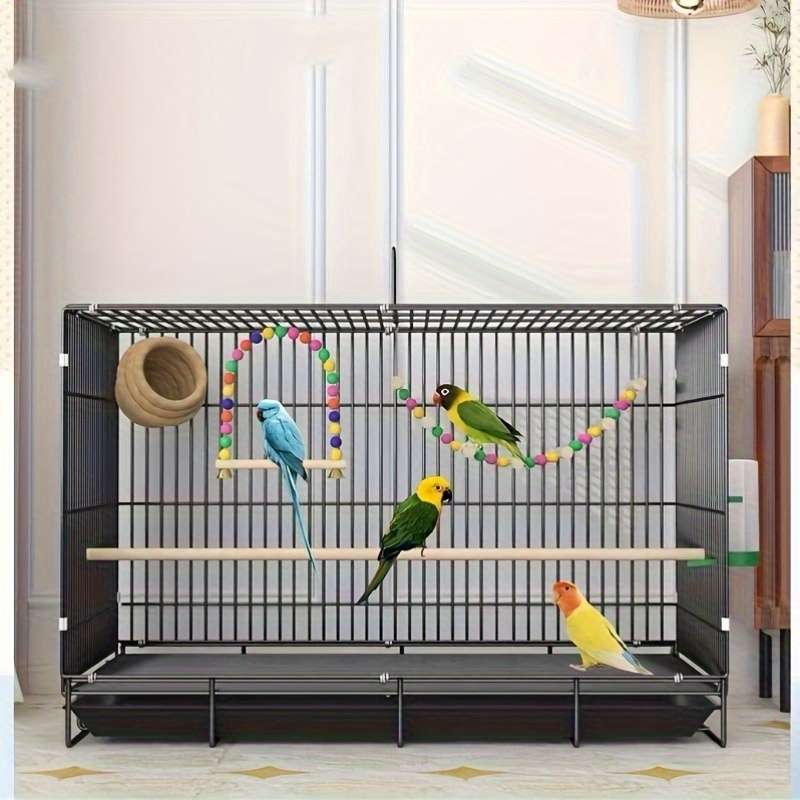 1pc Black cage + tray + trough + standing pole size 20.08*13.78*15.35 inches/51*35*39 cmPet Cage