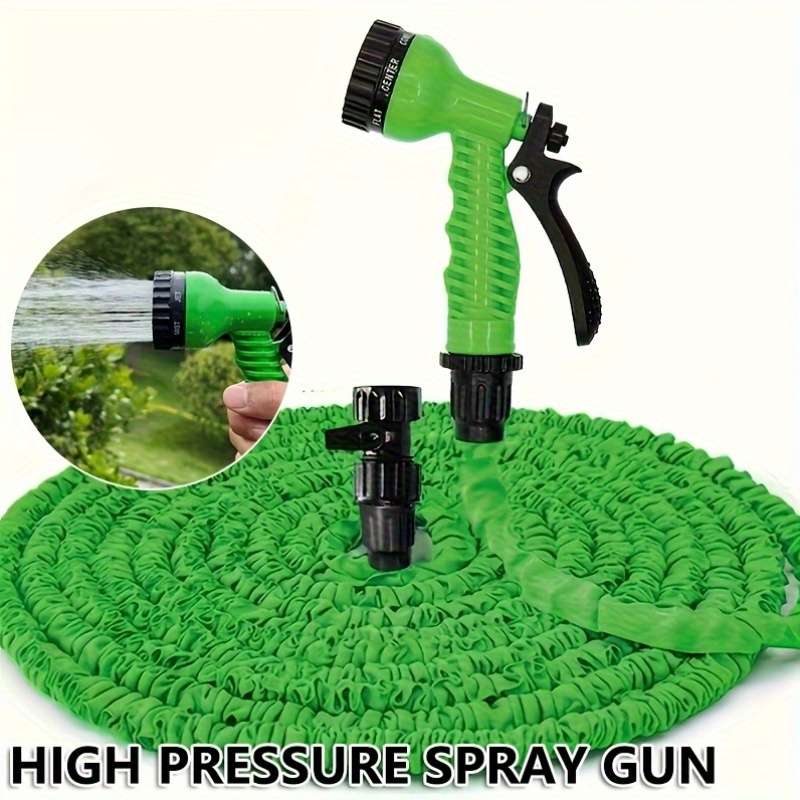 1Pc Green Adjustable 3X Retractable Rubber Hose High Pressure Spray Gun