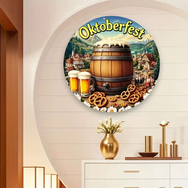1pc Round Aluminum Oktoberfest Sign a Perfect Gift for Places Like Bedrooms Kitchens Gaming Rooms Ba