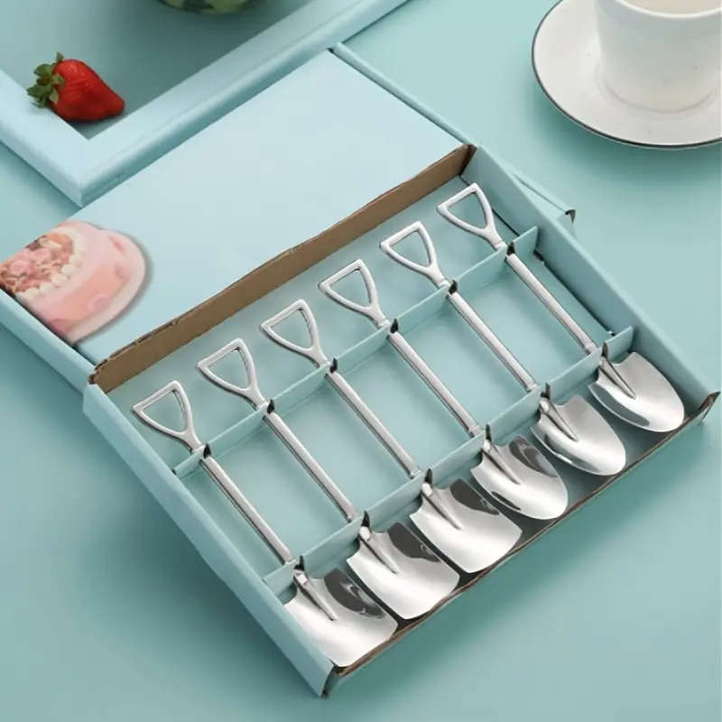 Set Of 6 Stainless Steel Dessert Spoons