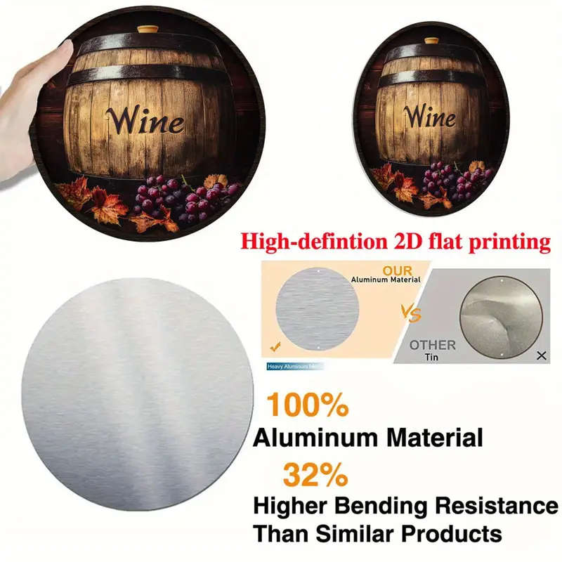 1pc 2D Round Aluminum Sign Featuring a Barrel Theme Perfect for Home Decor As a Hanging Ornament Sui