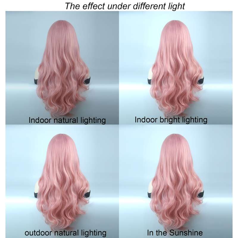 1Pc Pink Color 66.04cm Fashion Design Wig