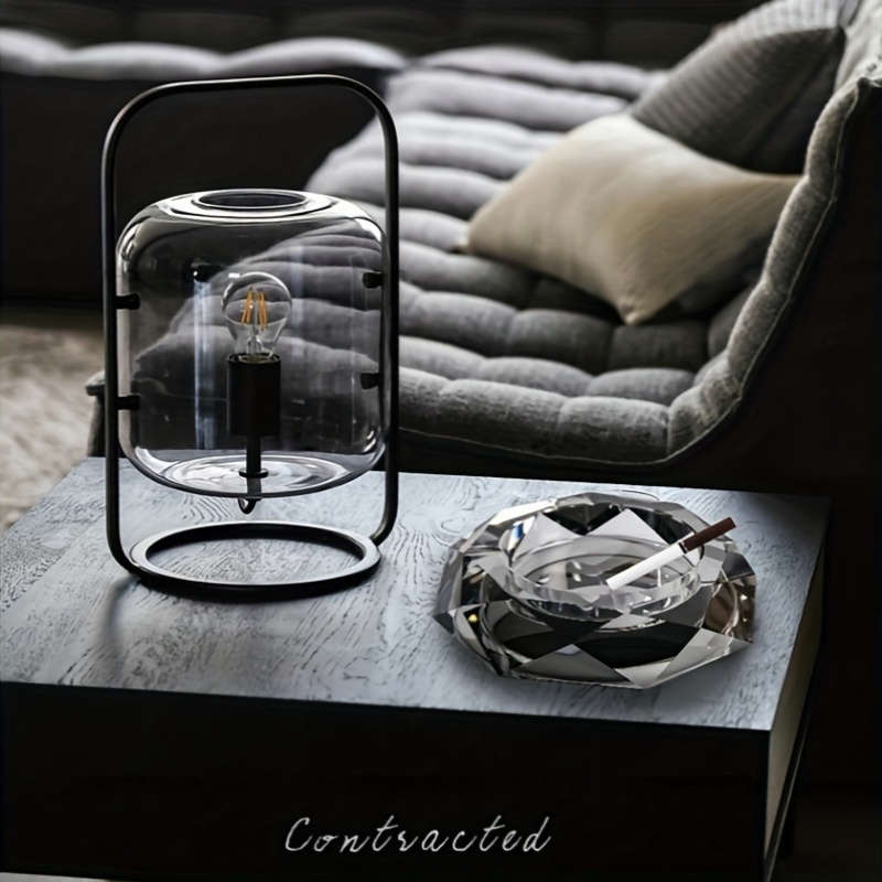 1pc Glass Ashtray Clear Crystal Glass Ashtray For Indoor And Outdoor Creative Large Octagonal Bla